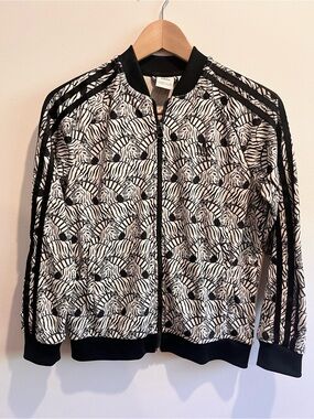 Adidas Kids Track Jacket, Zebra print, full zip, Size M
